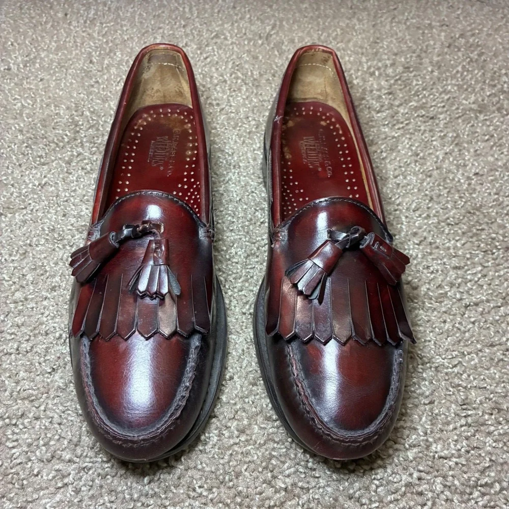 GH Bass Weejuns Tassel Loafers Men 9 Burgundy Ox Blood USA Preppy Dress Shoes - Picture 4 of 8